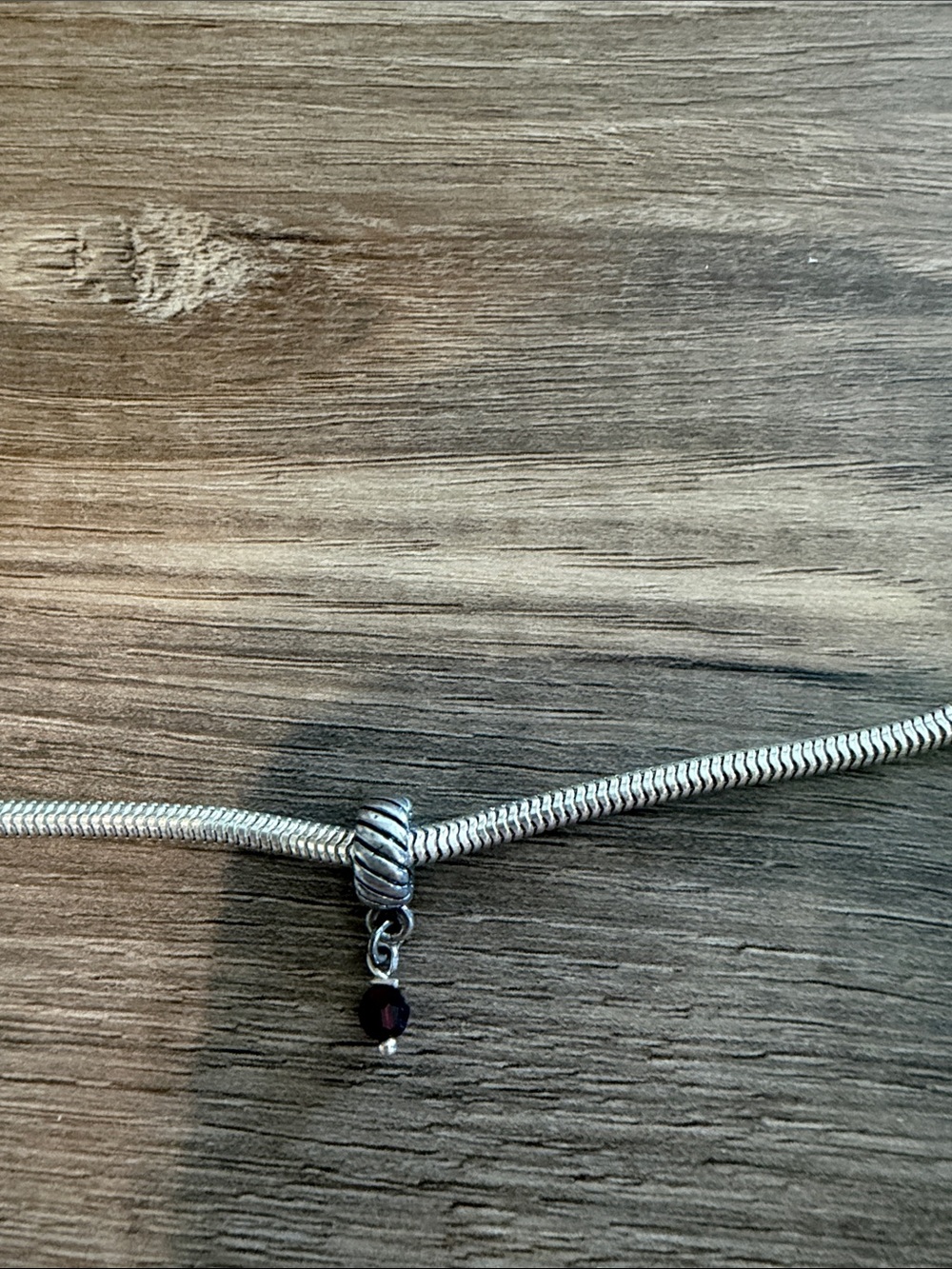 Sterling Silver Dangling Garnet Charm